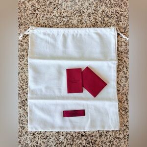 Valentino Garavani White Cotton Dust Bag w/ Care Booklet & Red Envelope New
